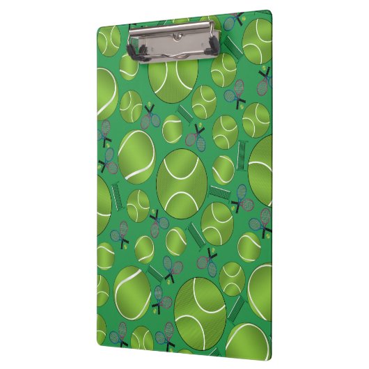 Groene tennisballen, rackets en netten klembord (Links)