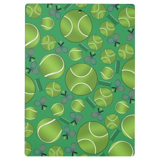 Groene tennisballen, rackets en netten klembord (Achterkant)