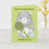 Groene tennisbunny 2.0 aanpasbare kaart (Gele Bloem)