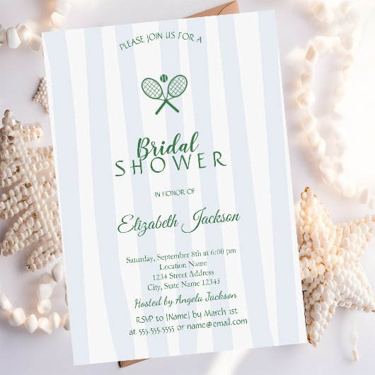 Groene Tennisrackets Blauw gestreept Vrijgezellenf Kaart