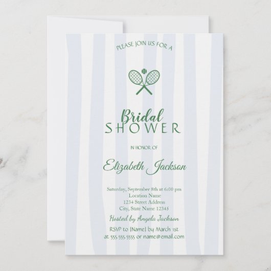 Groene Tennisrackets Blauw gestreept Vrijgezellenf Kaart (Voorkant)