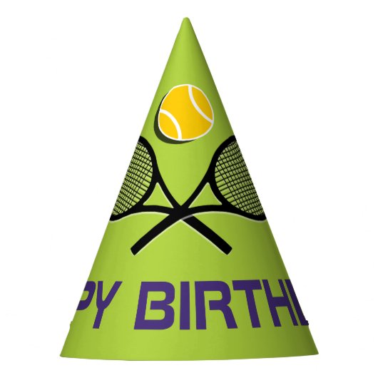 Groene tennisrackets feesthoedjes (Voorkant)