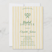 Groene Tennisrackets Geel Gestreept Vrijgezellenfe Kaart (Voorkant)