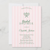 Groene Tennisrackets Roze Gestreept Vrijgezellenfe Kaart (Voorkant)