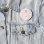 Groene tennisrackets roze gestreepte bruidsdouche ronde button 5,7 cm (In situ)
