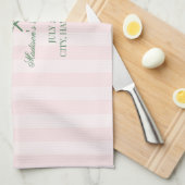 Groene tennisrackets roze gestreepte bruidsdouche  theedoek (Quarter Fold)