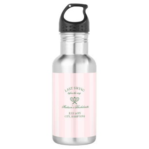 Groene tennisrackets roze gestreepte bruidsdouche waterfles