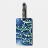 Groene Tentakels diep blauw zee Bagagelabel (Achterkant verticaal)