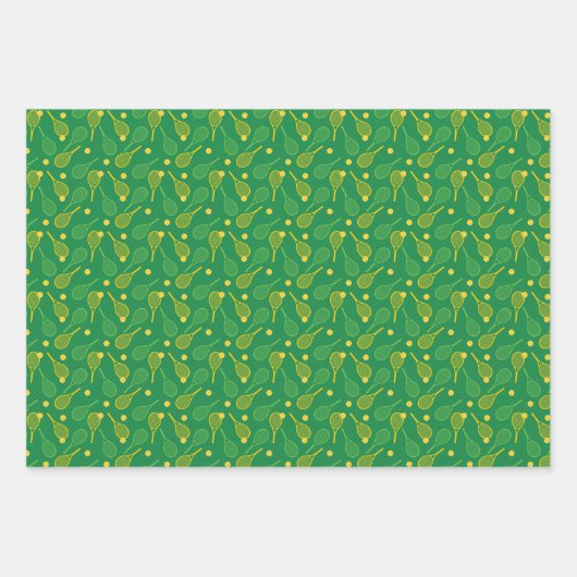 Groene tentennismotieven op vellen papier (Voorkant 2)