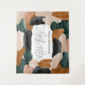 Groene terracotta abstract waterverf baby shower wandkleed (Voorkant)