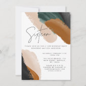 Groene terracotta abstracte waterverf 16e verjaard kaart (Voorkant)