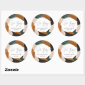 Groene terracotta abstracte waterverf baby shower  ronde sticker (Vel)