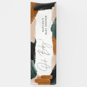 Groene terracotta abstracte waterverf baby shower  spandoek (Verticaal)