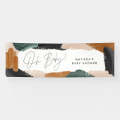 Groene terracotta abstracte waterverf baby shower  spandoek (Horizontaal)