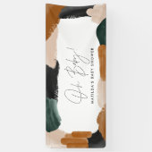 Groene terracotta abstracte waterverf baby shower  spandoek (Verticaal)