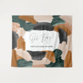 Groene terracotta abstracte waterverf baby shower  wandkleed (Voorkant (horizontaal))