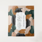 Groene terracotta abstracte waterverf baby shower  wandkleed (Voorkant)