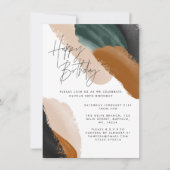 Groene terracotta abstracte waterverf Birthday Kaart (Voorkant)