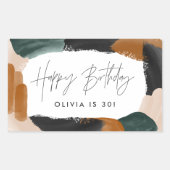 Groene terracotta abstracte waterverf verjaardag c rechthoekige sticker (Voorkant)