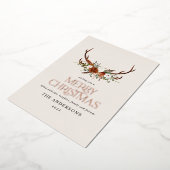 Groene terracotta botanische elegante herten bloem folie feestdagenkaart (Gedraaid)