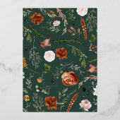 Groene terracotta botanische elegante herten bloem folie feestdagenkaart (Achterkant)