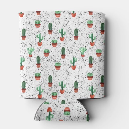 Groene Terracotta Cactus Pots Splatter Monogram Blikjeskoeler (Achterkant)