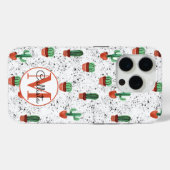 Groene Terracotta Cactus Pots Splatter Monogram Case-Mate iPhone Case (Achterkant (horizontaal))