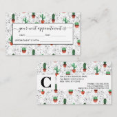 Groene Terracotta Cactus Pots Splatter Patroon Afsprakenkaartje (Voorkant / Achterkant)