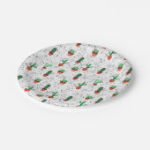 Groene Terracotta Cactus Pots Splatter Patroon Papieren Bordje (Gekanteld)