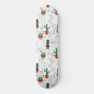 Groene Terracotta Cactus Pots Splatter Patroon Persoonlijk Skateboard
