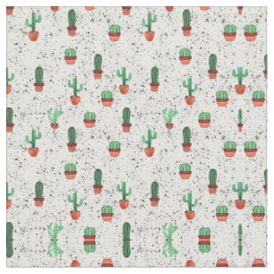 Groene Terracotta Cactus Pots Splatter Patroon Stof
