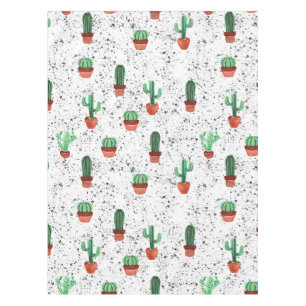 Groene Terracotta Cactus Pots Splatter Patroon Tafelkleed