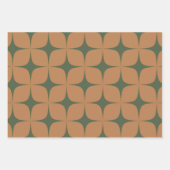 Groene Terracotta Mid Century Modern Elegant Boho Inpakpapier Vel (Voorkant 3)
