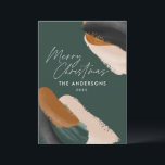 Groene terracotta moderne minimal waterverf feestdagenkaart<br><div class="desc">Budget groene terracotta abstracte waterverf moderne script niet-foto kerstkaart. Modern trendy groene,  beige en terracotta kleurenschema ontwerp.</div>