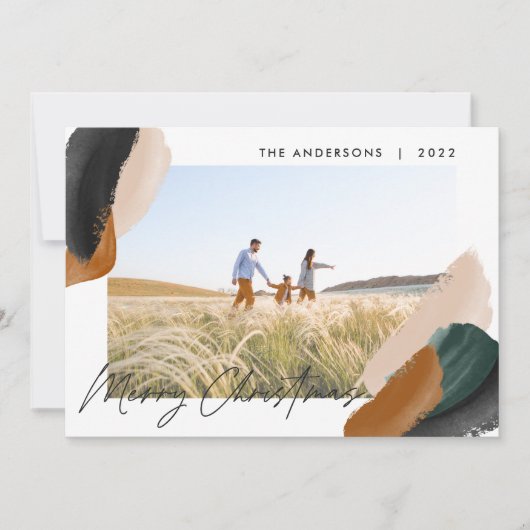 Groene terracotta moderne minimalistische watercol feestdagenkaart (Voorkant)