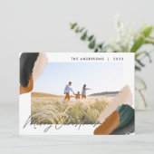 Groene terracotta moderne minimalistische watercol feestdagenkaart (Staand voorkant)