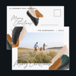 Groene terracotta moderne minimalistische watercol feestdagenkaart<br><div class="desc">Budget groene terracotta abstracte watercolor moderne script 1 foto kerstkaart. Moderne trendy groene,  beige en terracotta kleurenschema ontwerp.</div>