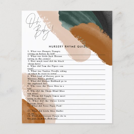 Groene terracotta waterverf baby shower game flyer (Voorkant)