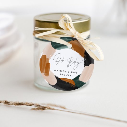 Groene terracotta waterverf dank u baby shower bedankjes labels