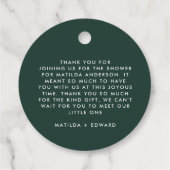 Groene terracotta waterverf dank u baby shower bedankjes labels (Achterkant)