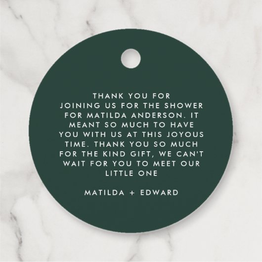 Groene terracotta waterverf dank u baby shower bedankjes labels (Achterkant)