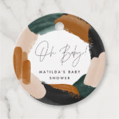 Groene terracotta waterverf dank u baby shower bedankjes labels (Voorkant)