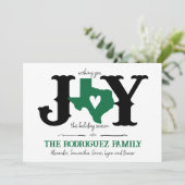 Groene Texas JOY Foto Feestdagenkaart (Staand voorkant)