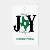 Groene Texas JOY Fotovakantie Metalen Ornament (Voorkant links)