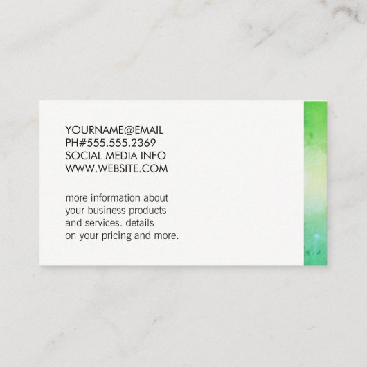 Groene textuur, expressieve banden / textuur visitekaartje (Achterkant)