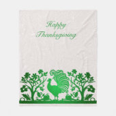 Groene Thanksgiving Turkije Bloemen Fleece Deken (Voorkant)