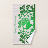 Groene Thanksgiving Turkije Bloemen Handdoek (Handdoek)
