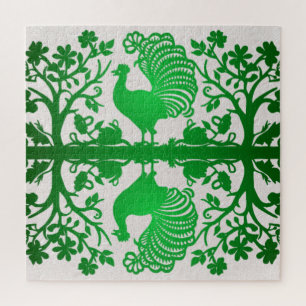 Groene Thanksgiving Turkije Bloemen Jigsaw Puzzel