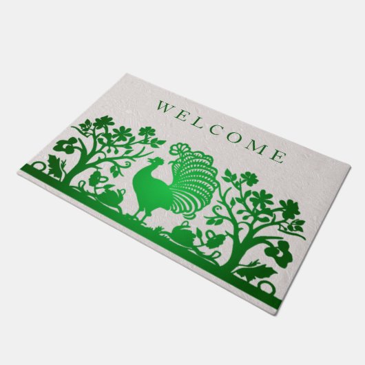 Groene Thanksgiving Turkije Bloemendeurmat Deurmat (Schuin)