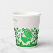 Groene Thanksgiving Turkije Bloemenpapier Cups Papieren Bekers (Achterkant)